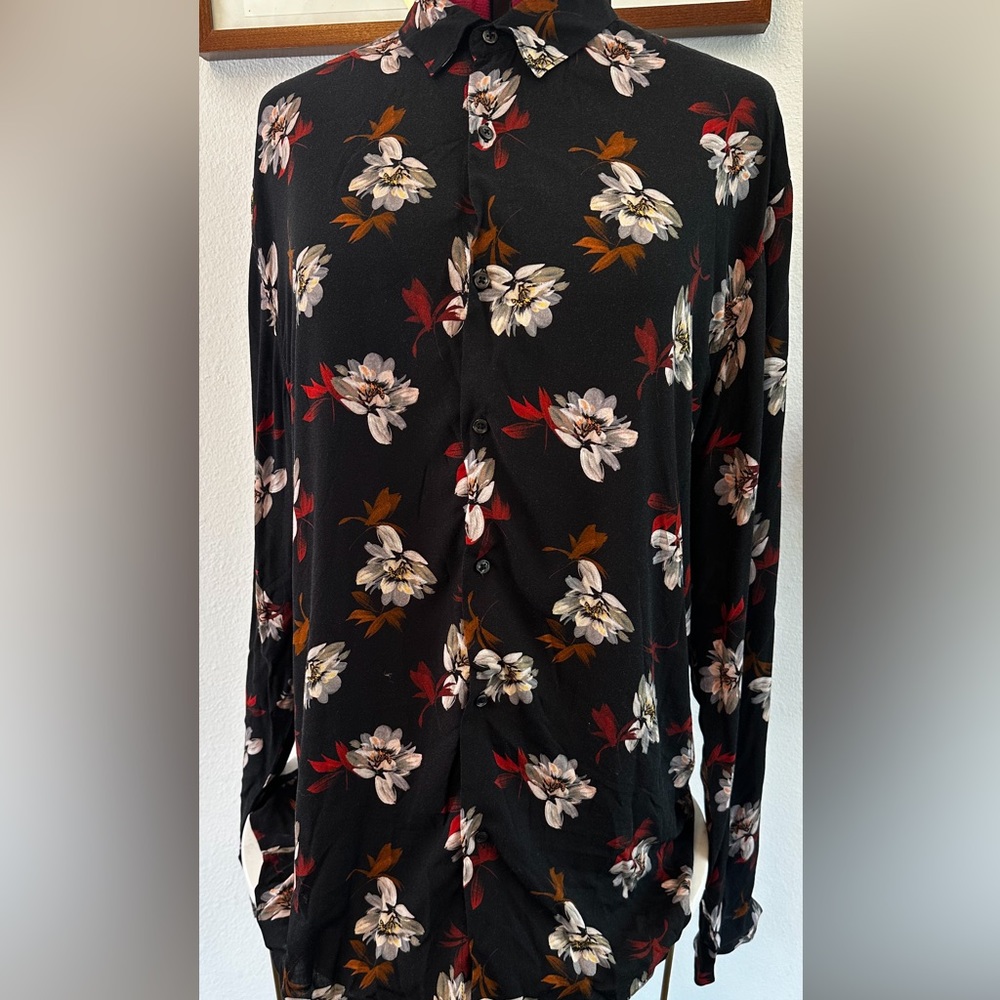 Black floral long sleeve shirt